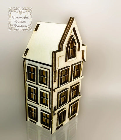 Laser Cut, Birch Wood, Miniature Tenement Village Houses, Buildable, Blanks, Mixed Media, Crafts, Paintable, 5 Options Handcrafted Holiday Traditions