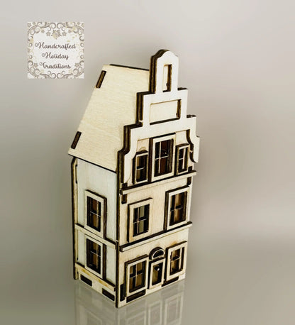 Laser Cut, Birch Wood, Miniature Tenement Village Houses, Buildable, Blanks, Mixed Media, Crafts, Paintable, 5 Options Handcrafted Holiday Traditions