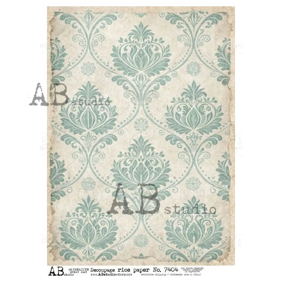AB Studio, Rice Paper, Blue and White Background, Shabby Chic, Antique Style, A4 8.27 x11.6, Mixed Media, Decoupage, 7404 AB Studio