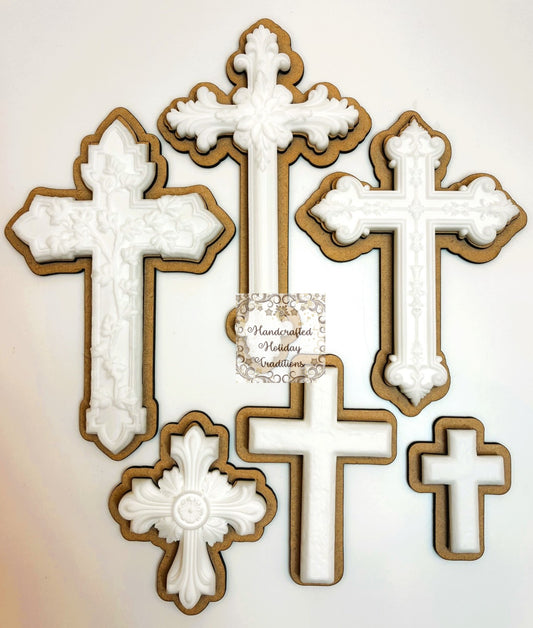 Laser Cut MDF Pendant, Cross Bases Set of 12 | Decoupage Blank Supports for Les Croix Cross Castings, Crafts, Mixed Media, Home Decorations