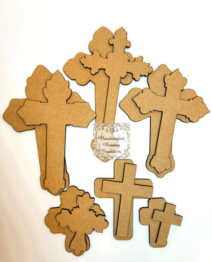 Laser Cut MDF Pendant, Cross Bases Set of 12 | Decoupage Blank Supports for Les Croix Cross Castings, Crafts, Mixed Media, Home Decorations