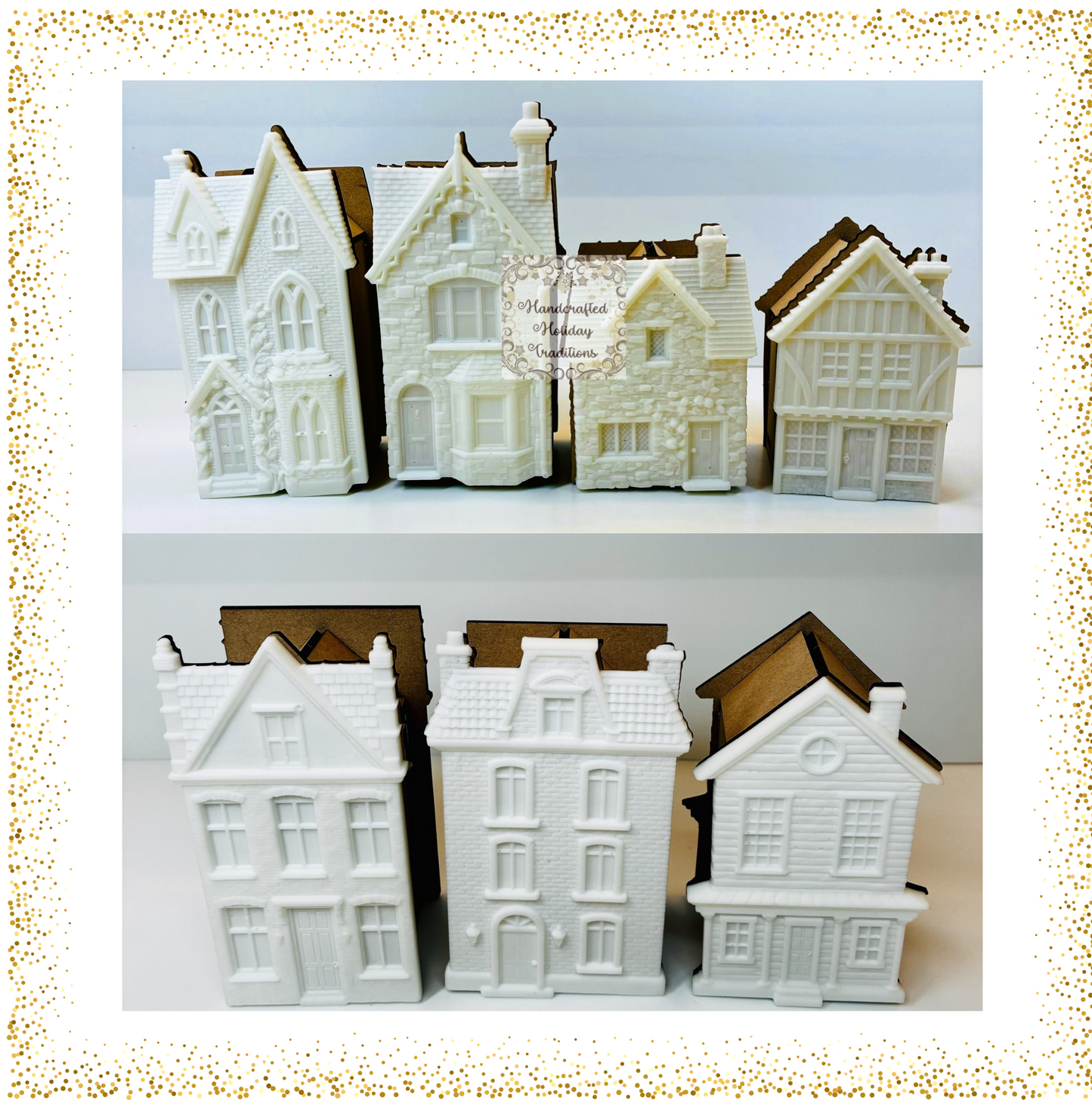 Laser Cut MDF IOD House Mould Castings 3D Houses Kit Sets, Blank Base, Decoupage, Mixed Media, DIY Crafts