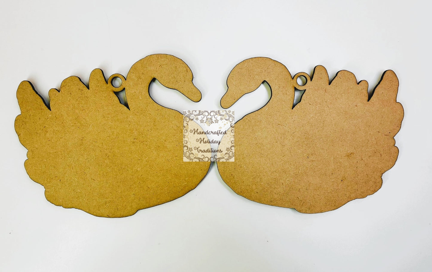 Laser Cut MDF Unfinished IOD Swan Casting Back Ornament Set of 2, Blank Base, Paintable, Decoupage, Mixed Media, Crafts