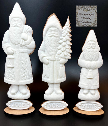 Laser Cut MDF Belsnickel Santa IOD Castings Blank Base Stands Set of 3 | Decoupage, Christmas, Crafts, Mixed Media, Holiday Decorations