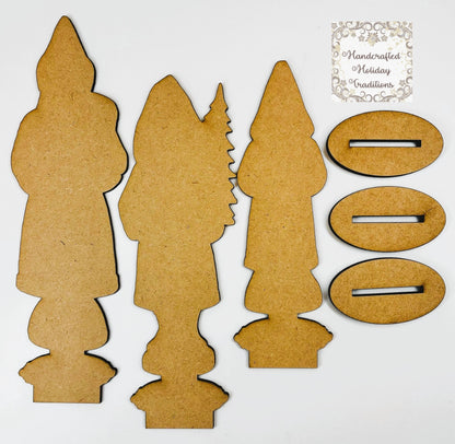 Laser Cut MDF Belsnickel Santa IOD Castings Blank Base Stands Set of 3 | Decoupage, Christmas, Crafts, Mixed Media, Holiday Decorations