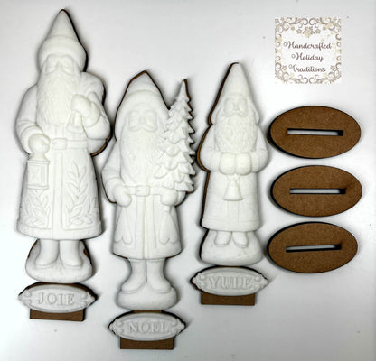 Laser Cut MDF Belsnickel Santa IOD Castings Blank Base Stands Set of 3 | Decoupage, Christmas, Crafts, Mixed Media, Holiday Decorations