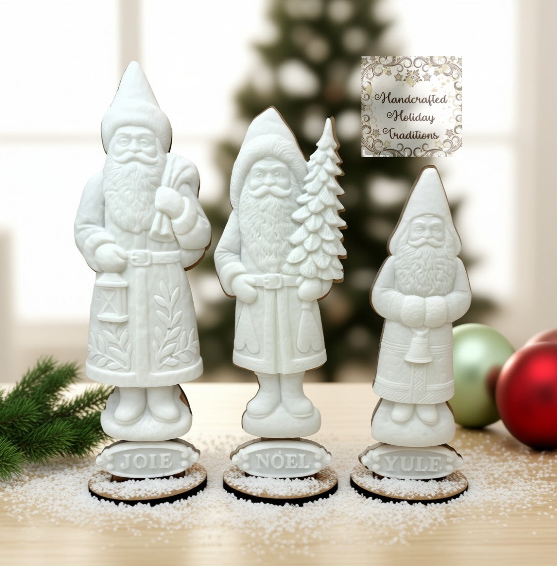 Laser Cut MDF Belsnickel Santa IOD Castings Blank Base Stands Set of 3 | Decoupage, Christmas, Crafts, Mixed Media, Holiday Decorations