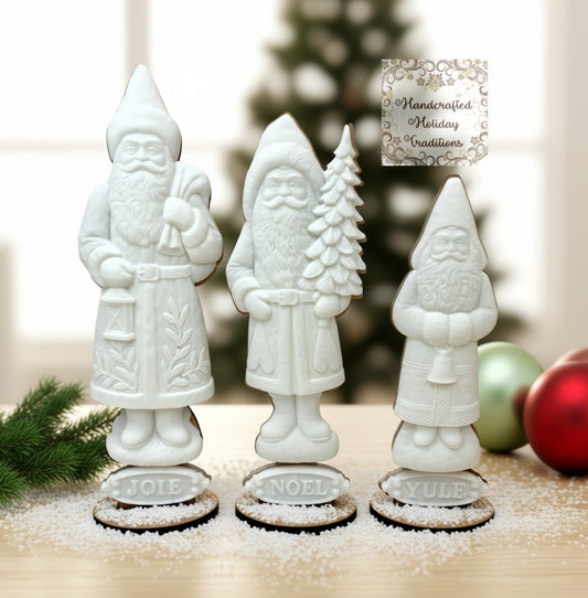 Laser Cut MDF Belsnickel Santa IOD Castings Blank Base Stands Set of 3 | Decoupage, Christmas, Crafts, Mixed Media, Holiday Decorations