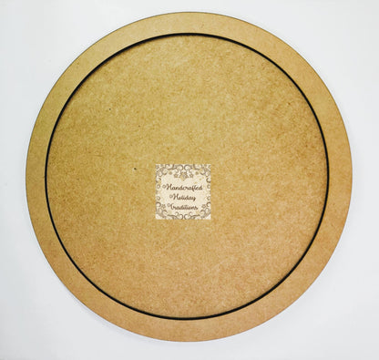 Laser Cut MDF Round Framed Panel, Unfinished Plaque for Home Decor Art, Decoupage Mixed Media, Paintable, Crafts | 10" diameter
