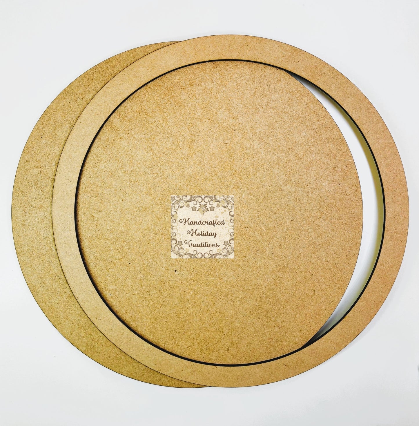 Laser Cut MDF Round Framed Panel, Unfinished Plaque for Home Decor Art, Decoupage Mixed Media, Paintable, Crafts | 10" diameter