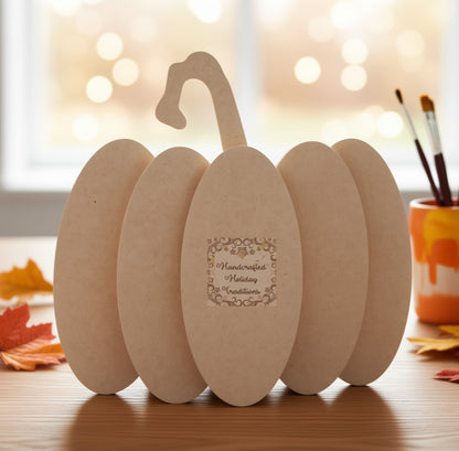 Laser Cut MDF Layered Pumpkin, Unfinished Craft Kit, 7-piece, Decoupage, Mixed Media, Crafts, Halloween, Fall, 11 1\4"w x 8"h