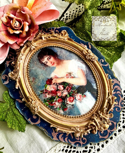 Decoupage Mixed Media Kit with Vintage Style Cameo Casting | MDF Base, Rice Paper, Glue, Primer for DIY Art and Craft Projects