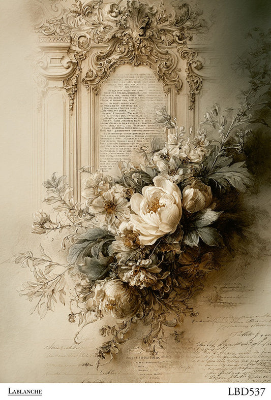 LaBlanche Rice Paper Vintage Frame, Florals, Shabby Chic Decoupage, Mixed Media, Scrapbooking A4 8.27 x 11.69 Imported Germany