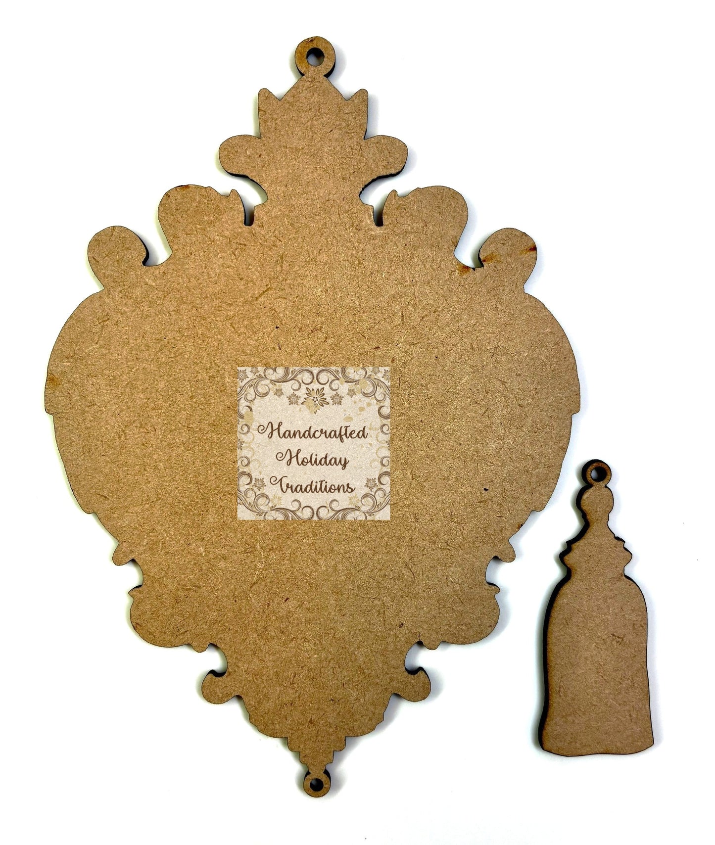 Laser Cut MDF, Unfinished Backing for the Vintage Style, LaBlanche Mould Heart Ornament, Tassel Castings, 2 pieces