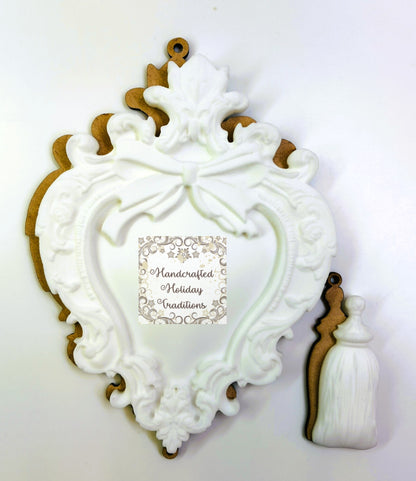 Laser Cut MDF, Unfinished Backing for the Vintage Style, LaBlanche Mould Heart Ornament, Tassel Castings, 2 pieces