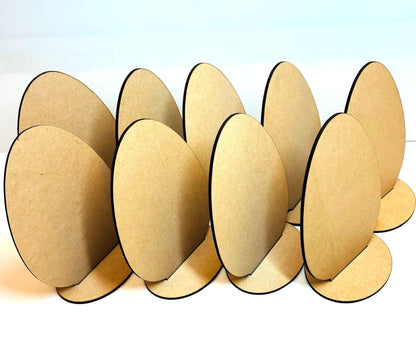 Laser Cut MDF Easter Egg Ornament Set | Blank Base for Decoupage, Mixed Media, Hanging or Standing Decor, 2.5"w x 3.75"h, 2pc each, 9 total