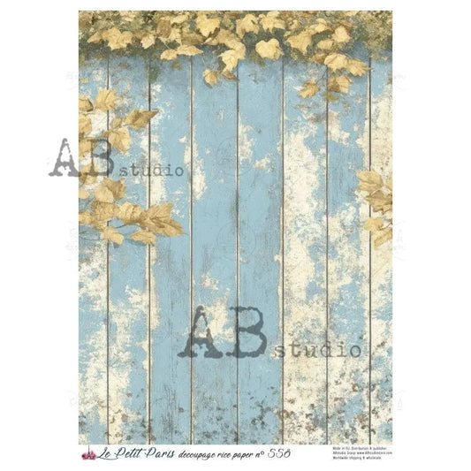 AB Studio, Rice Paper, La Petit Paris, Floral, Rustic Wood, Wallpaper, Shabby Chic, A4 8.27 x11.6, Mixed Media, Decoupage, LP558 AB Studio