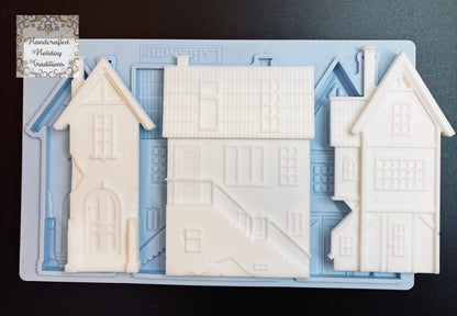 Resin Castings from the LaBlanche Silicone Moulds, Houses, Limited Edition, 6 pieces