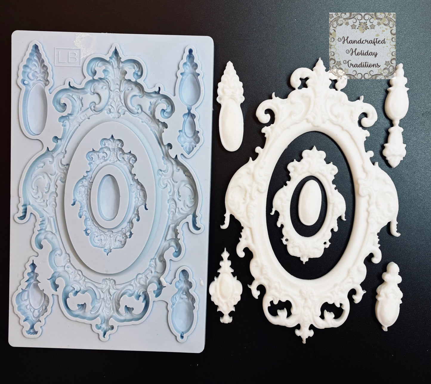 Resin Castings from the LaBlanche Silicone Mould, Vintage Style Frames and Pendants