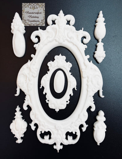 Resin Castings from the LaBlanche Silicone Mould, Vintage Style Frames and Pendants