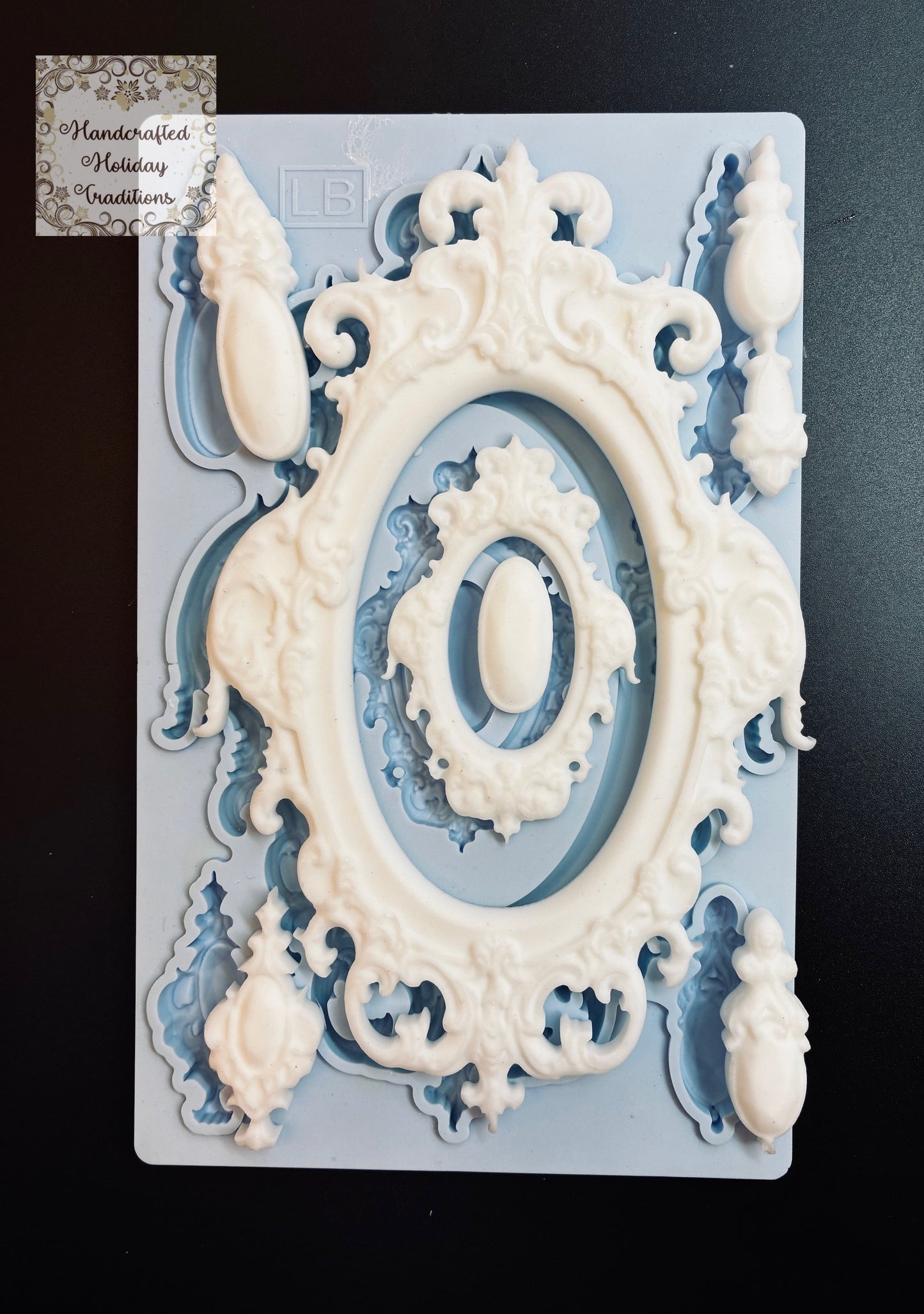 Resin Castings from the LaBlanche Silicone Mould, Vintage Style Frames and Pendants