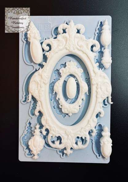 Resin Castings from the LaBlanche Silicone Mould, Vintage Style Frames and Pendants