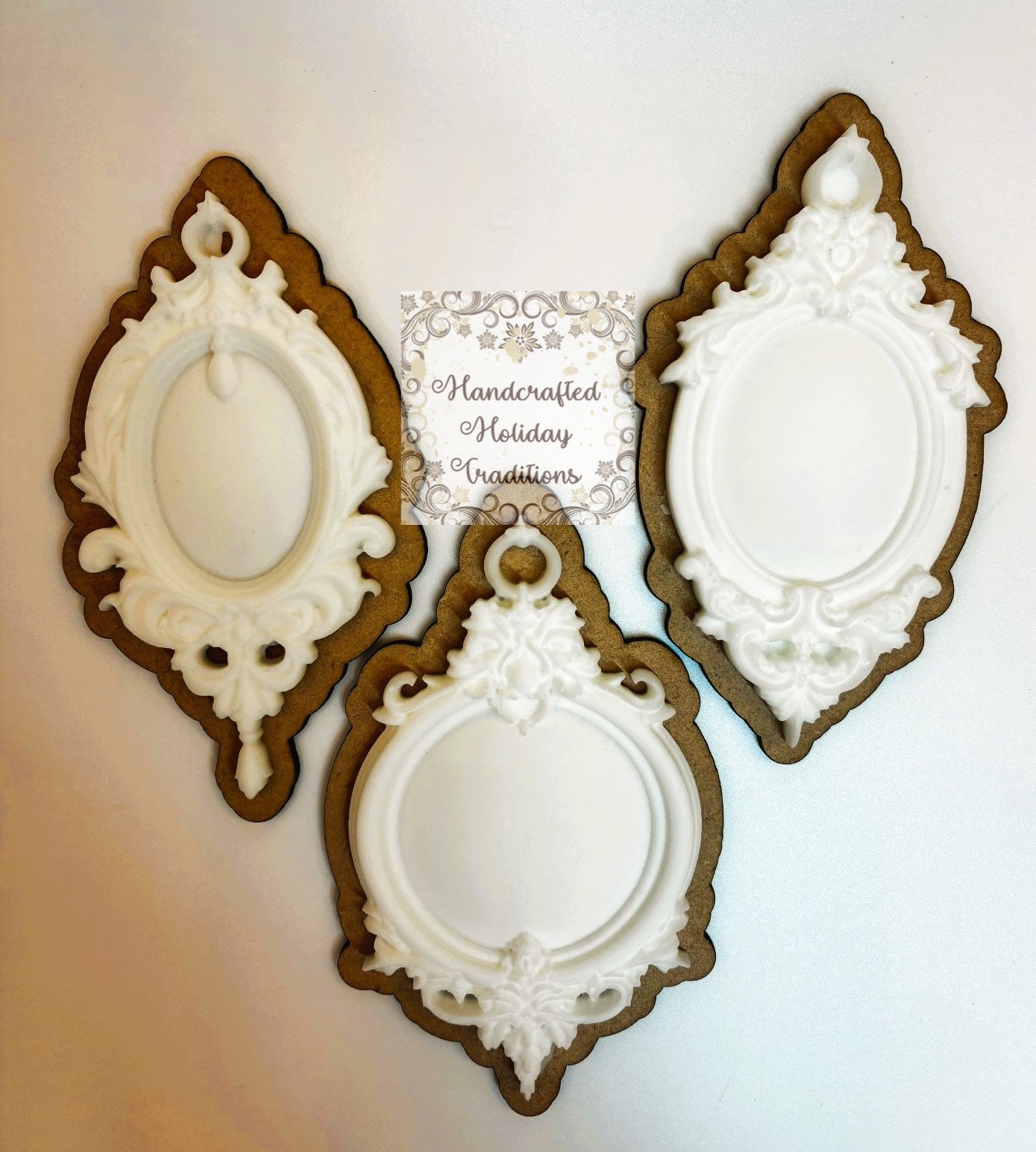 Resin Castings from LaBlanche Silicone Mould, Vintage Style Pendants, Ornaments, 7 Piece, Optional Custom MDF Backs, Decor Embellishments