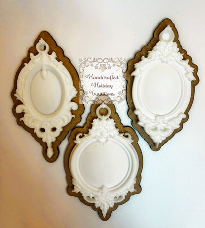 Resin Castings from LaBlanche Silicone Mould, Vintage Style Pendants, Ornaments, 7 Piece, Optional Custom MDF Backs, Decor Embellishments