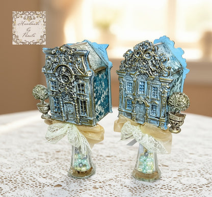 Laser Cut MDF LaBlanche Castings Houses, Trees, Set of Two, Blank Base, Decoupage, Mixed Media, DIY Crafts