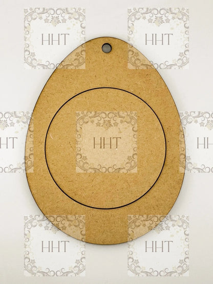 Laser Cut, MDF, Easter Egg, Blank, Base, Large Ornament, Frame Overlay, 3 pc, Crafts, Canvas, Decoupage, Mixed Media, 5 1/2" x 7" Handcrafted Holiday Traditions