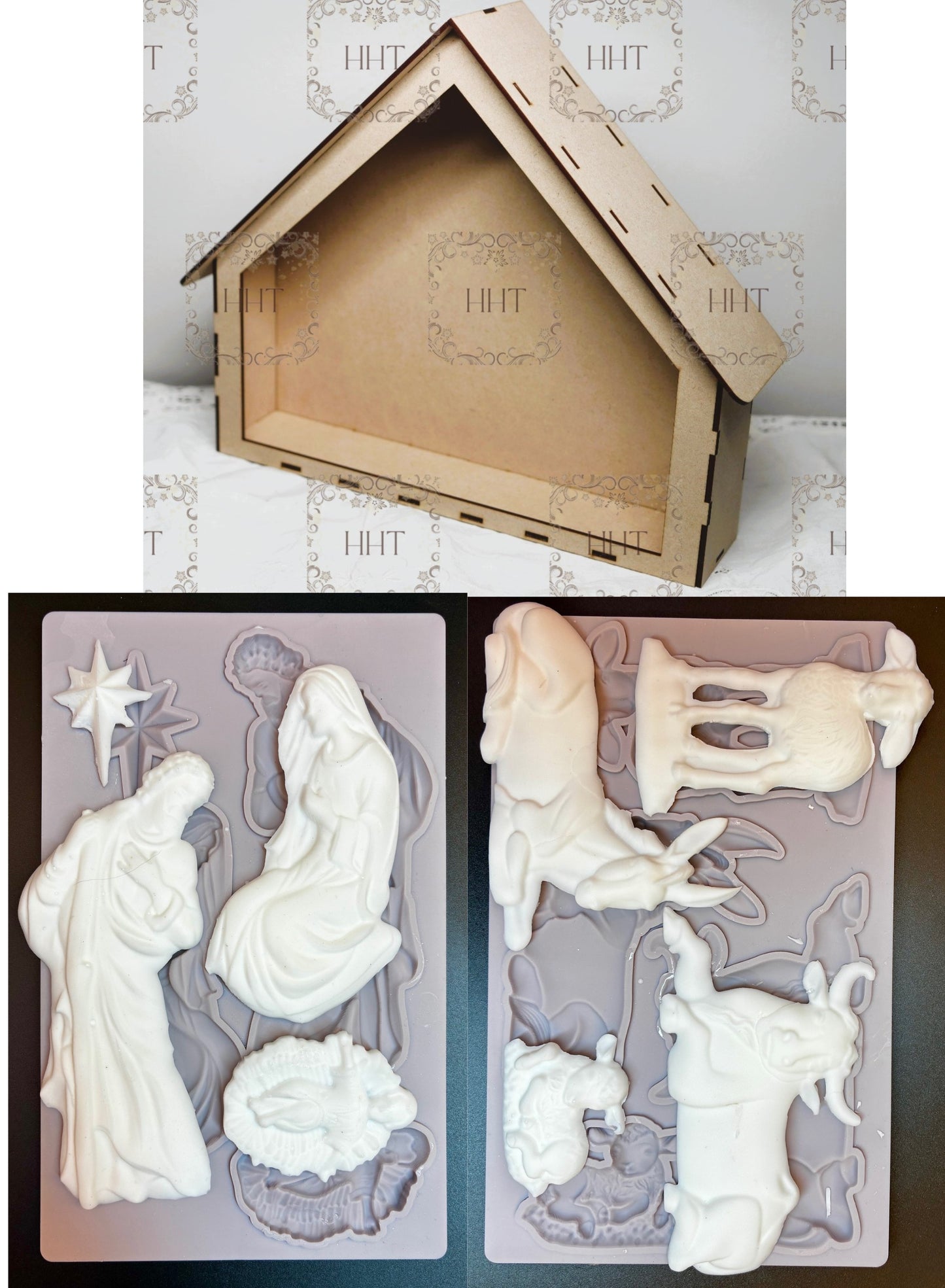 Laser Cut MDF, Nativity Barn, Nativity Scene, Shadow Box, Limited Edition, Buildable Blank Base for Decoupage, Crafts, Mixed Media, 2 sizes