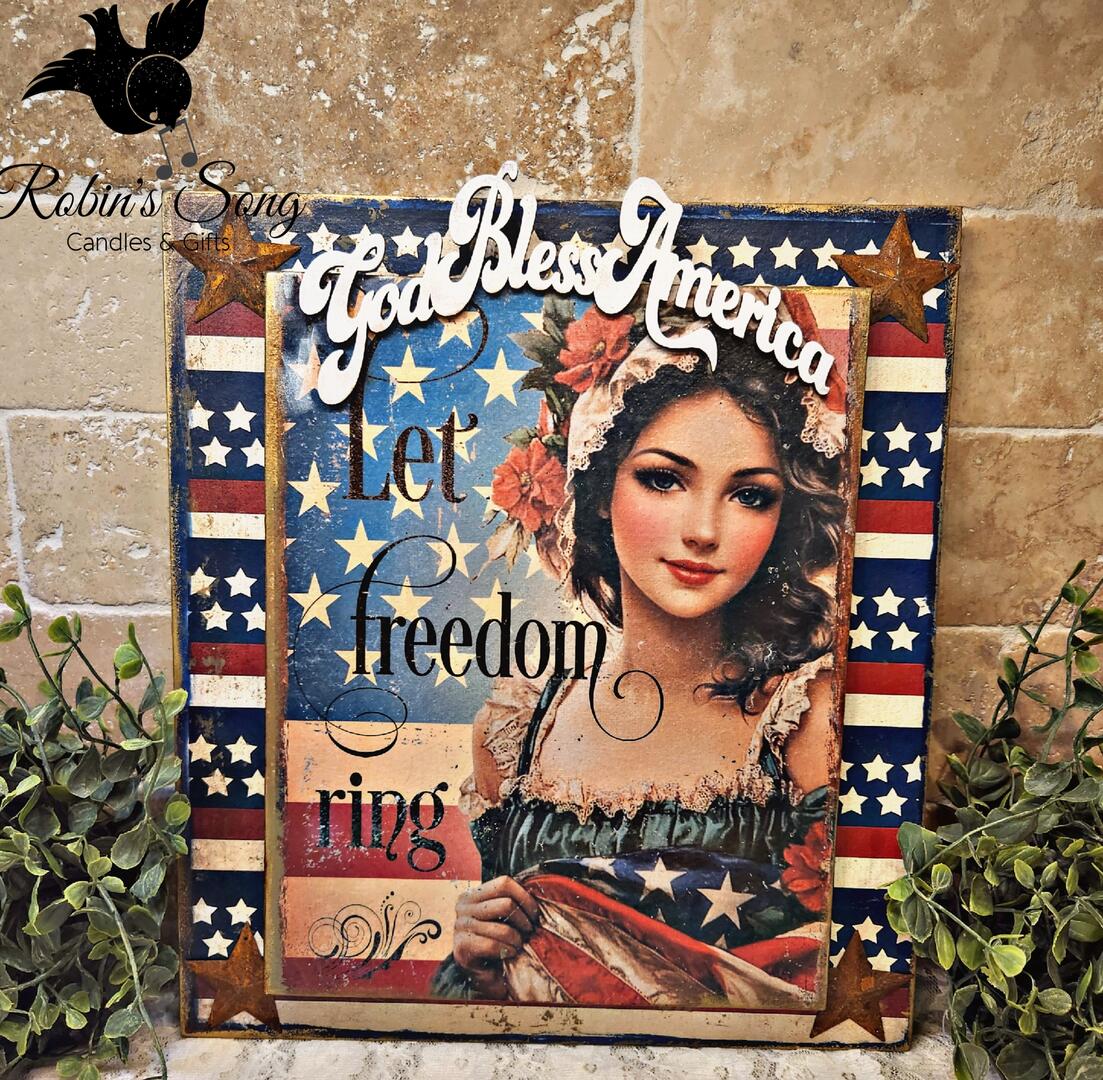 Laser Cut, MDF, God Bless America, Phrase, Blanks, Set of 2, Mixed Media, Crafts, Embellishments, Scrapbooking)