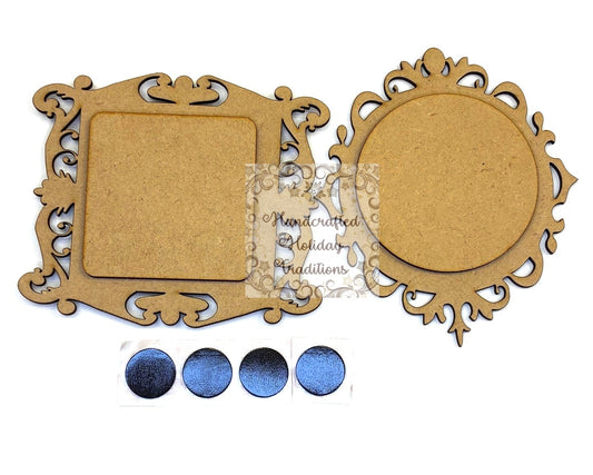 Laser Cut, MDF, Vintage Style, Christmas, Magnets, Set of 2, 4 pieces, Blank, Base, Overlay, Decoupage, Mixed Media, Crafts, 4 1/2" x 5"