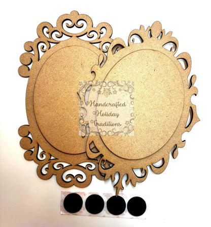 Laser Cut, MDF, Vintage Style, Refrigerator Magnets, Ornaments, with Overlay, Blank, Base, Overlay, Decoupage, Mixed Media, Crafts Handcrafted Holiday Traditions