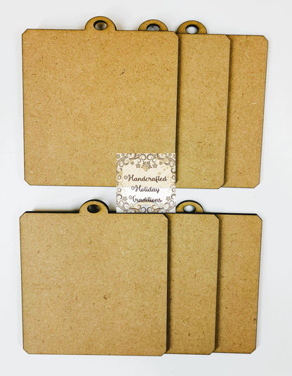 Laser Cut MDF Blank Unfinished Gift Tags, Ornaments, Set 6, DIY Crafts, Decoupage, Mixed Media