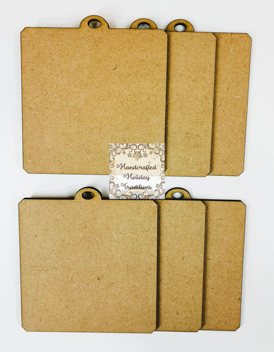 Laser Cut MDF Blank Unfinished Gift Tags, Ornaments, Set 6, DIY Crafts, Decoupage, Mixed Media