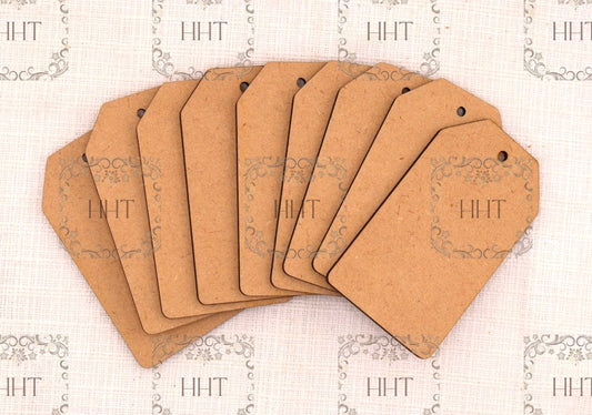 Laser Cut MDF, Mini Tags, Set of 9, Blank, Base, Decoupage, Crafts, Mixed Media, Gift Tags, 2" x 3.5" in, 1/8 inch