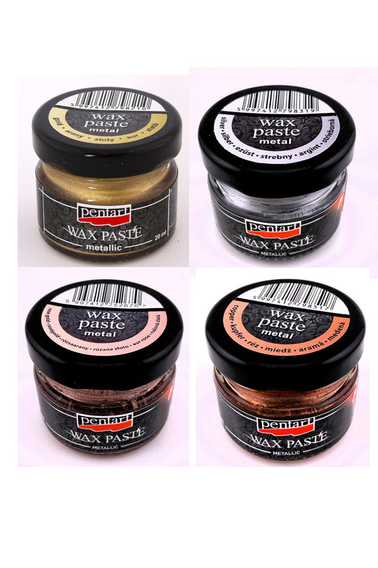 Pentart, Wax Paste, Metallic, Metal, Wax Paste, 20 ml, Silver, Copper, Rose Gold, Gold, Aged Effect, Antique Effect