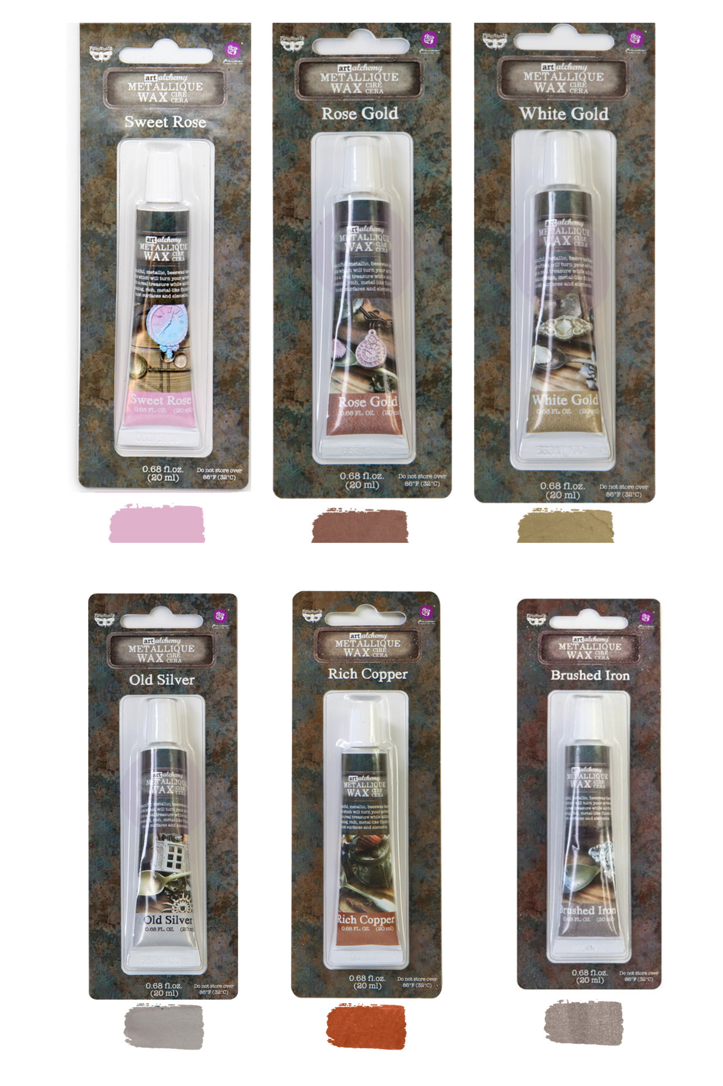 Re-Design with Prima, Decor, Art Alchemy, Metallique Wax Paste, Beeswax-based, Rose, Gold, White Gold, Copper, Silver, Iron, Brass, 20 ml