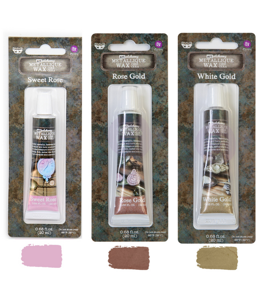 Re-Design with Prima, Decor, Art Alchemy, Metallique Wax, Beeswax-based, Sweet Rose, Gold, White Gold, Metallic, Home Decor, 20 ml tube