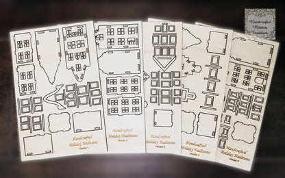 Laser Cut, Birch Wood, Miniature Tenement Village Houses, Buildable, Blanks, Mixed Media, Crafts, Paintable, 5 Options Handcrafted Holiday Traditions
