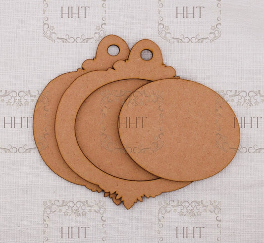 Laser Cut MDF, Christmas, Ornament, Base, Blank, Frame, Overlay, 3-piece, Decoupage, Mixed Media, Crafts, 5.5 x 5.5