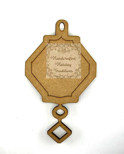 Laser Cut, MDF, Asian, Lantern Style Framed Christmas, Ornament, Base, Blank Overlay Frame 3 pc, Decoupage, Mixed Media, Crafts, 2 Options Handcrafted Holiday Traditions
