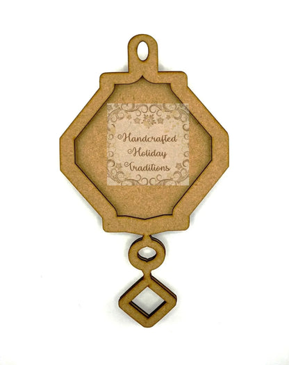 Laser Cut, MDF, Asian, Lantern Style Framed Christmas, Ornament, Base, Blank Overlay Frame 3 pc, Decoupage, Mixed Media, Crafts, 2 Options Handcrafted Holiday Traditions