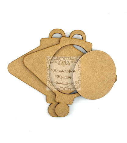 Laser Cut, MDF, Asian, Lantern Style Framed Christmas, Ornament, Base, Blank Overlay Frame 3 pc, Decoupage, Mixed Media, Crafts, 2 Options Handcrafted Holiday Traditions