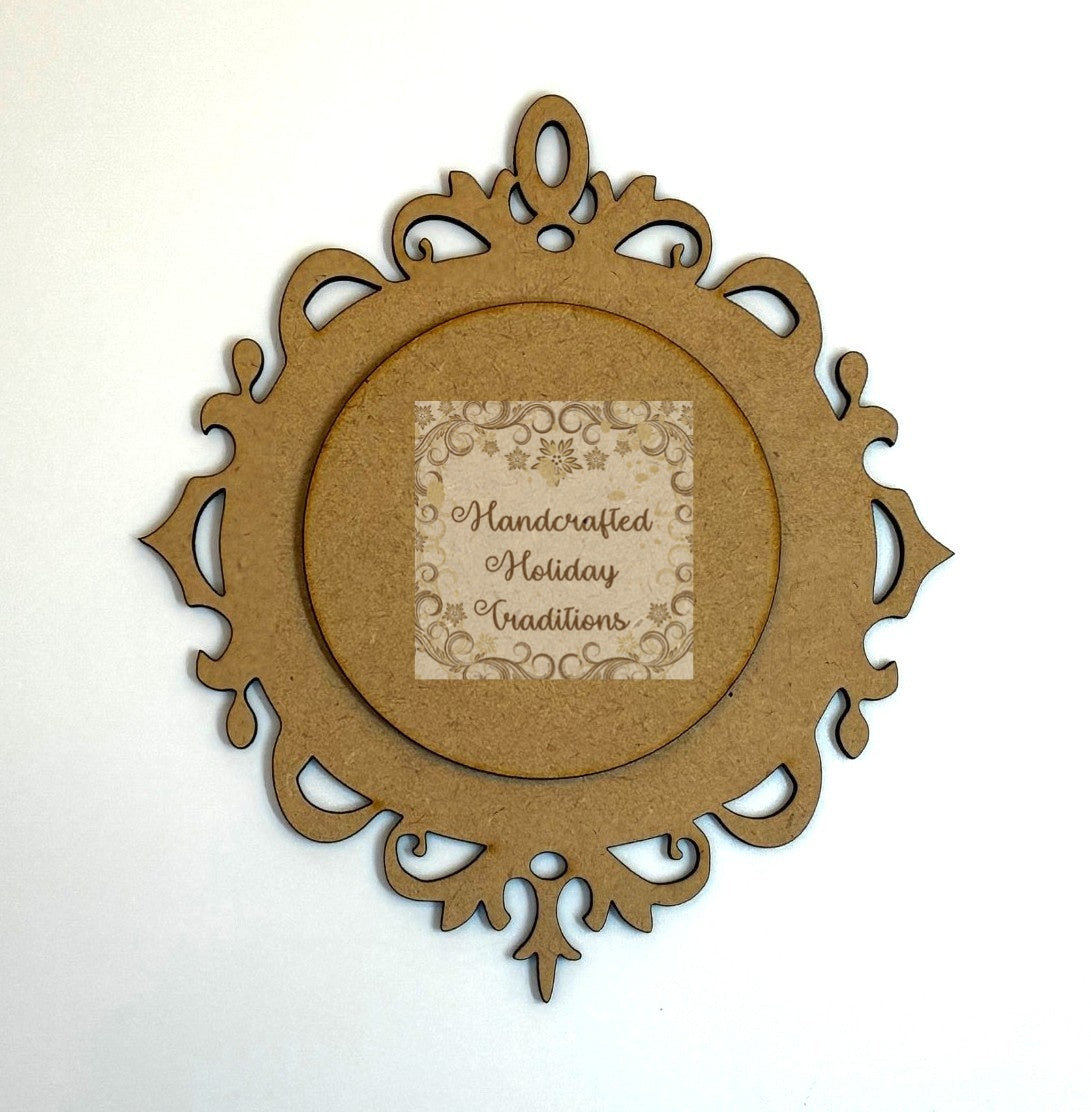 Laser Cut MDF, Vintage Style, Christmas, Pendant, Ornament, Base, Blank, Overlay, Decoupage, Mixed Media, Crafts, Circle, Oval Options