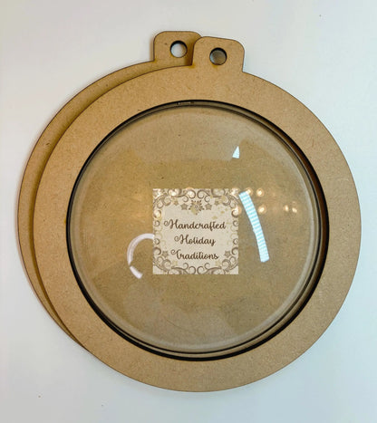 Laser Cut, MDF, Round, Framed, Christmas, Ornament, Base, Blank, 2-piece, Decoupage, Mixed Media, Crafts Handcrafted Holiday Traditions