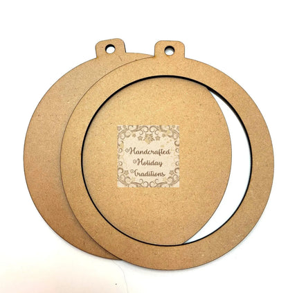 Laser Cut, MDF, Round, Framed, Christmas, Ornament, Base, Blank, 2-piece, Decoupage, Mixed Media, Crafts Handcrafted Holiday Traditions