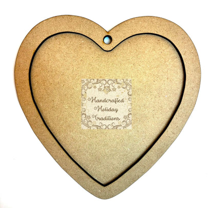 Laser Cut, MDF, Framed, Valentine Heart Ornament, Blank, Base, 2 piece, Decoupage, Crafts, Mixed Media, 5 3/4" x 5 3/4" Handcrafted Holiday Traditions