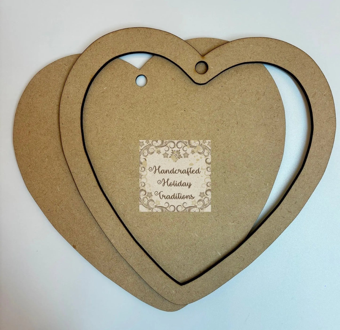 Laser Cut, MDF, Framed, Valentine Heart Ornament, Blank, Base, 2 piece, Decoupage, Crafts, Mixed Media, 5 3/4" x 5 3/4" Handcrafted Holiday Traditions